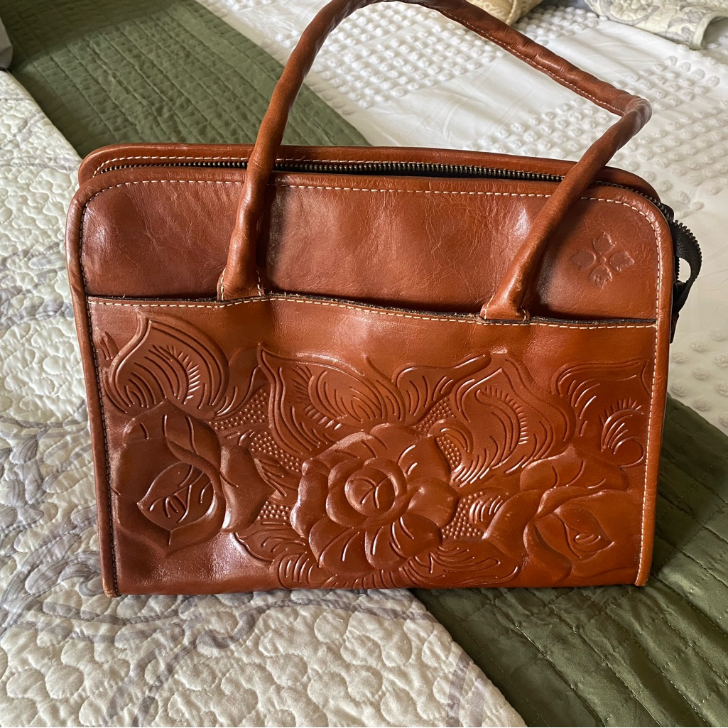 Embossed Patricia Nash Brown Leather Handbag